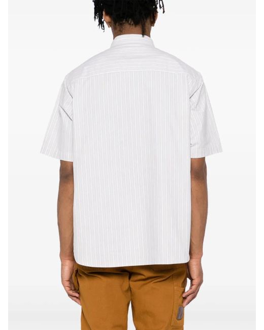 Aape By A Bathing Ape White Aapenow Moonface-Logo Striped Shirt for men