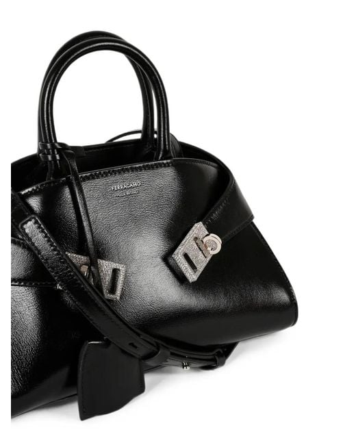 Ferragamo Black Hug Leather Tote Bag
