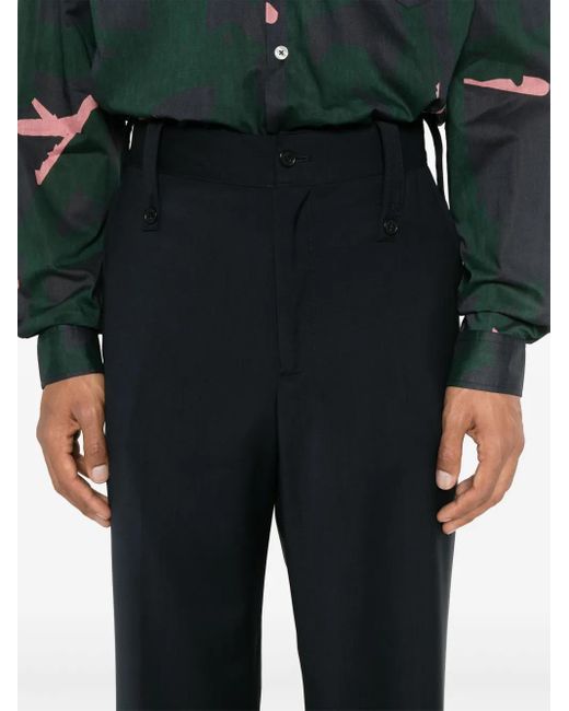 Paura Blue Kyros Wool Tailored Trousers for men