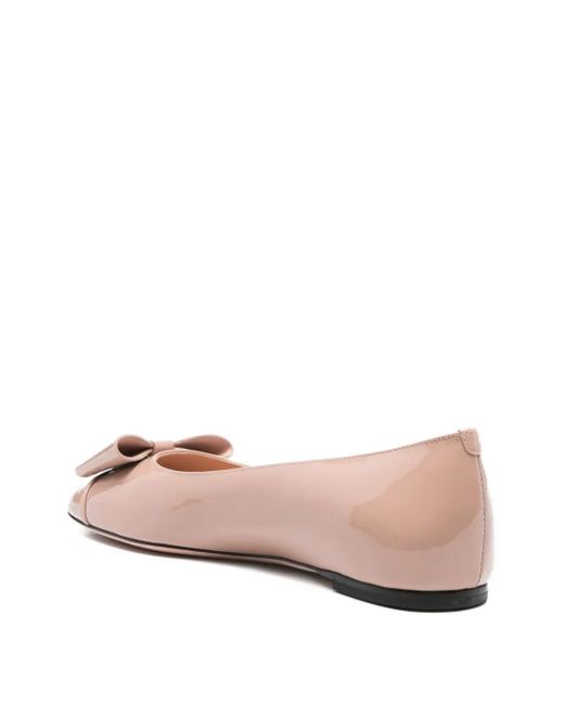 Bally Pink Bow-Embellished Ballet Flats