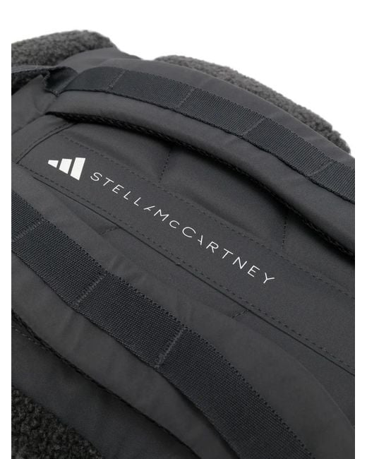 Adidas By Stella McCartney Black Fleece-Texture Buckle-Fastening Backpack