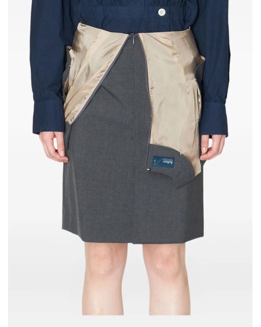 Kolor Blue Layered Zip-Front Midi Skirt