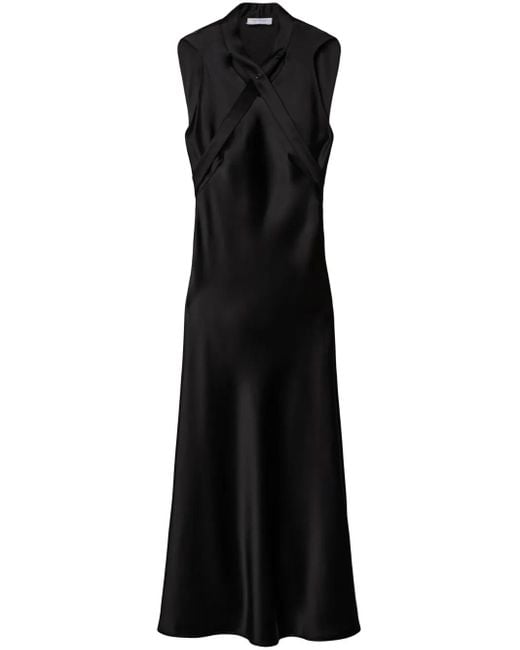 Off-White c/o Virgil Abloh Black Buckle-detail Satin Midi Dress