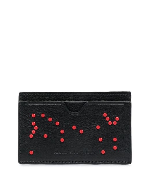 Alexander McQueen Black Crystal-embellished Leather Cardholder for men
