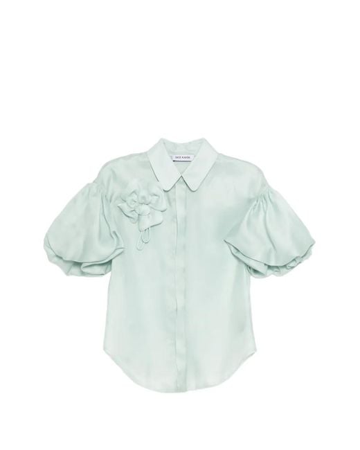 Dice Kayek Blue Floral Embroidered Shirt