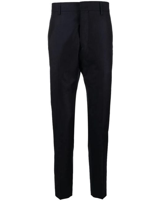 AMI Blue Tapered-Leg Wool Trousers
