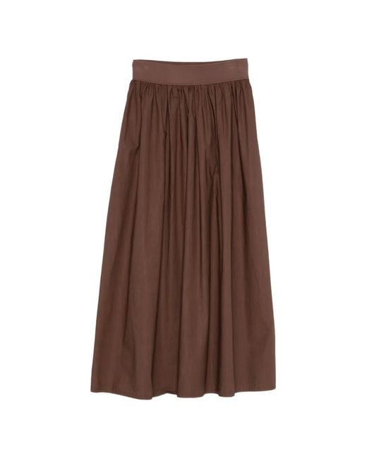 ROSSO35 Brown Elasticated Midi Skirt