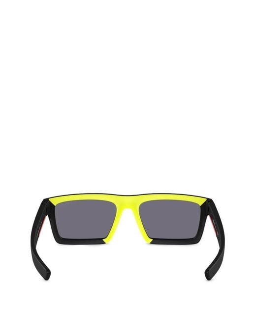 Prada Linea Rossa Gray Rectangle-Frame Sunglasses for men
