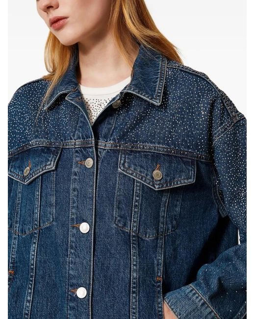 Twinset Blue Denim Jacket With Rhinestones