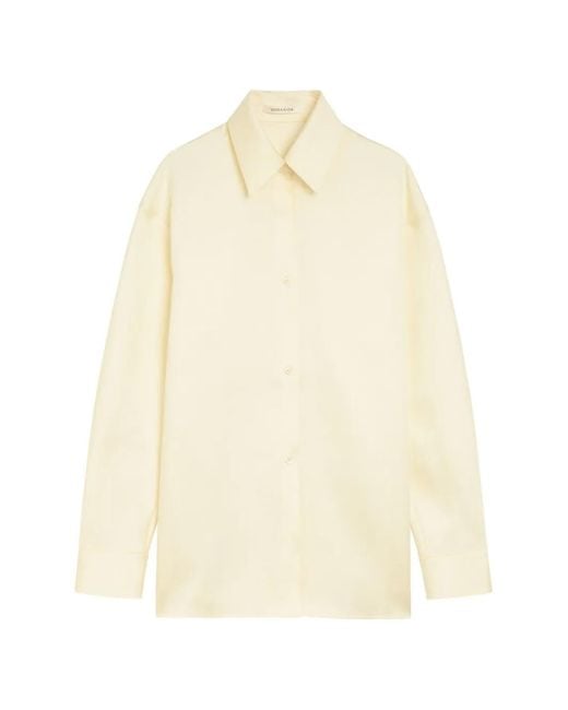 Voranida White Loter Satin-Finish Long-Sleeve Shirt