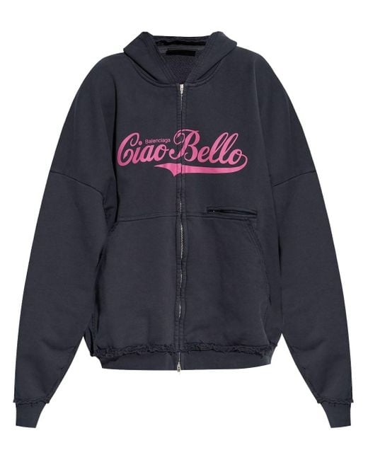 Balenciaga Ciao Bello Hoodie in Blue | Lyst