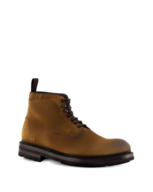 Green George Brown Lace-Up Round-Toe Boots for men