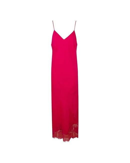 Gold Hawk Pink Lace-Trim Silk Dress
