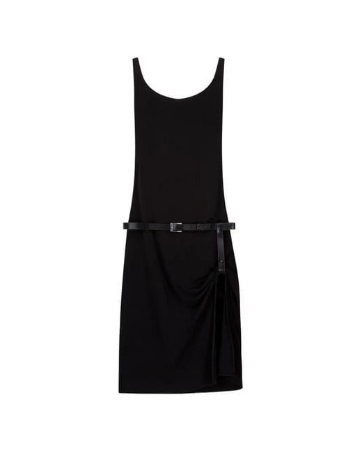 Coperni Black Sleeveless Fitted Ruched Mini Dress