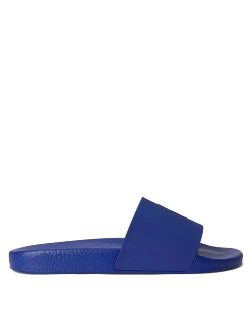 Polo Ralph Lauren Blue Logo-Patch Slides for men