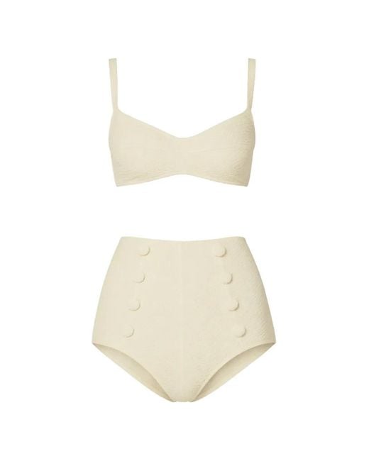 Lisa Marie Fernandez White The Balconette Button-Detail Bikini