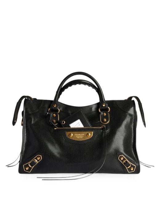 Balenciaga Black Le City Uptown Stud-Embellished Leather Tote Bag