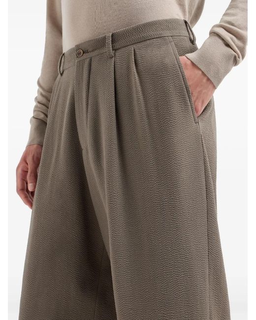 Giorgio Armani Brown Pleat-Detail Trousers for men