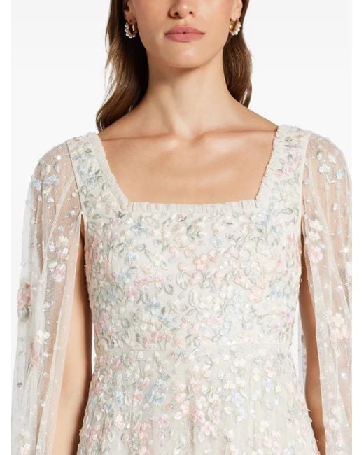 Needle & Thread White Embroidered Cape Dress