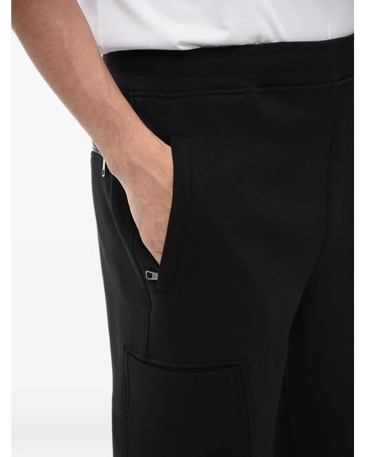 Neil Barrett Black Drawstring-Waist Cotton Cargo Track Pants for men