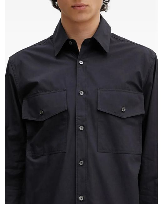 Paul Smith Blue Double-Pocket Long-Sleeve Shirt for men