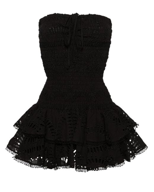 Charo Ruiz Megan Broderie Anglaise Mini-jurk in het Black