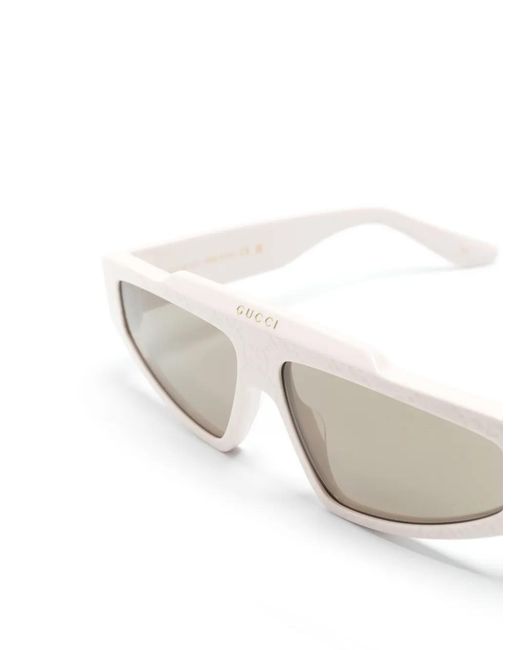 Gucci White Geometric-Frame Sunglasses for men