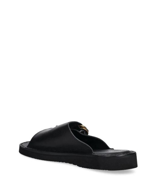 Fracap Black Buckle-Detail Leather Sandals