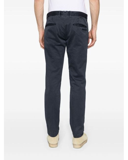 Incotex Blue Tapered-leg Cotton Chino Trousers for men