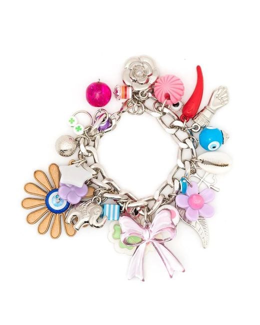 Amir Slama Pink Multi-Charm Chain Bracelet