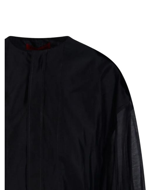 Thelatest Black Blouson-Sleeve Top