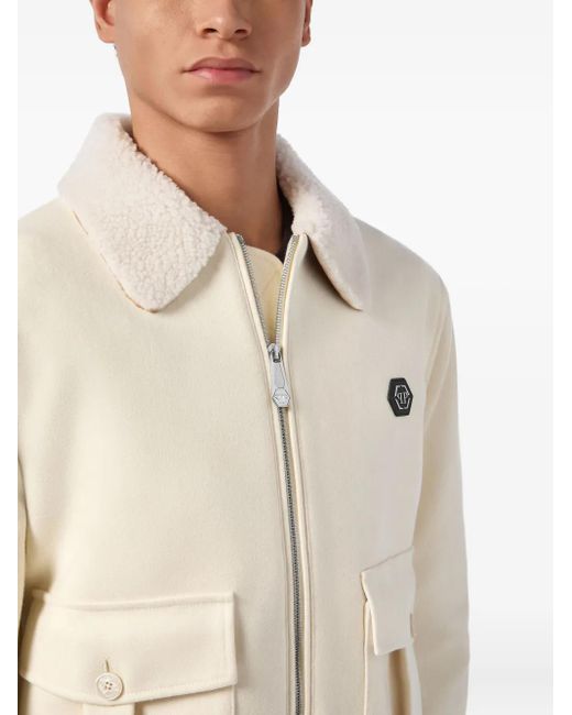 Philipp Plein Natural Logo-Patch Jacket for men