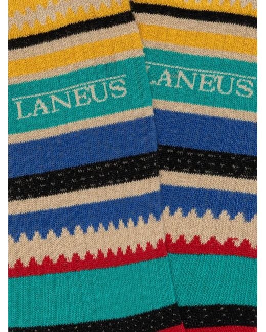 Laneus Black Striped-Pattern Socks