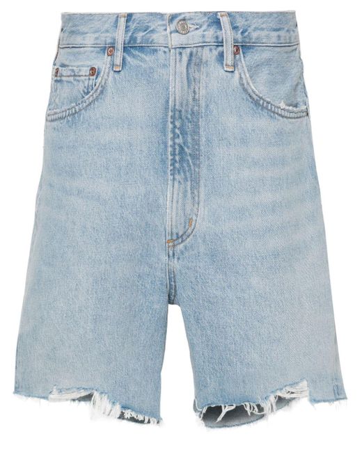 Agolde Blue Stella Jeans-Shorts im Distressed-Look