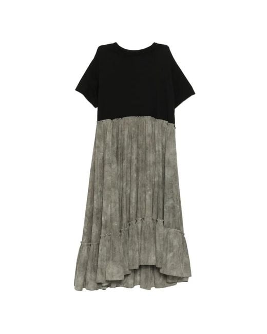 Y's Yohji Yamamoto Gray Pleated Ruffled Dress