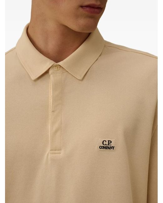 メンズ C P Company ロングスリーブ ポロシャツ Natural