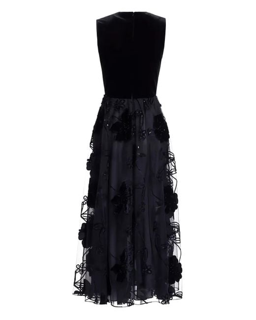 Vestido Midi De Tul Y Terciopelo Elie Saab de color Black