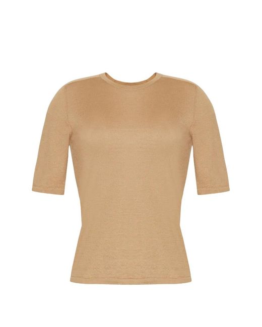 Adam Lippes Natural Kerr Short-Sleeve Sweater