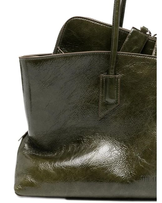 The Attico Green Medium La Passeggiata Leather Tote Bag