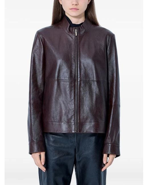 Max Mara Blue Veste De Moto En Cuir