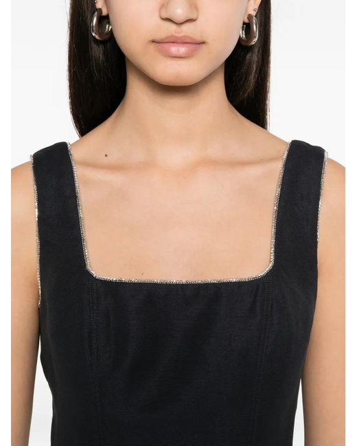 Maje Black Crystal-Embellished Square-Neck Mini Dress