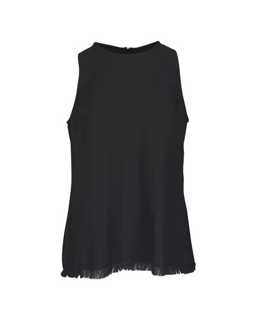 Antonelli Black Fringed Round-Neck Top