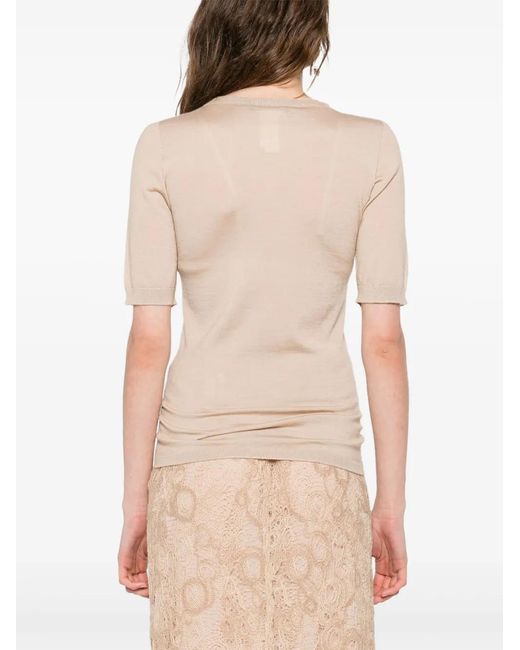 Fabiana Filippi Natural Short-Sleeve Cashmere Top