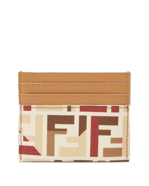 Fendi Ff-pattern Leather Card Holder Brown