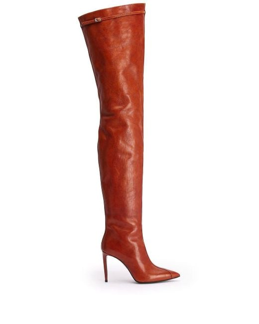 AMI Red Over-the-knee Leather Boots