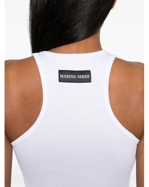 MARINE SERRE White Moon Logo Cotton Top