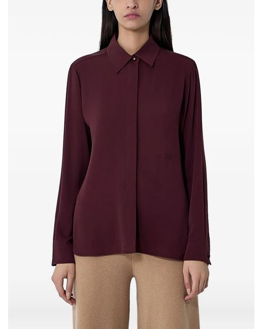 Max Mara Purple Button-Down Silk Shirt