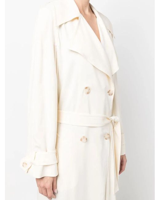 Alberta Ferretti White Double-Breasted Trench Coat