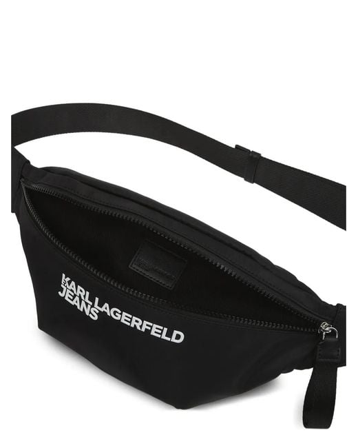 Karl Lagerfeld Black Logo Zip Belt Bag for men