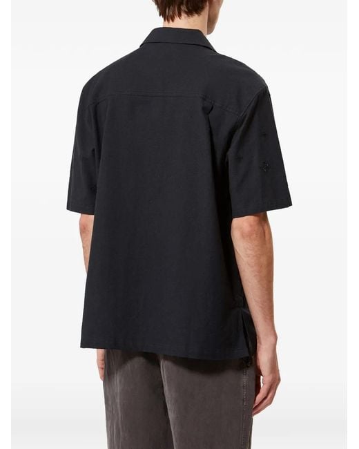 Isabel Marant Black Indy Embroidered Camp-Collar Shirt for men